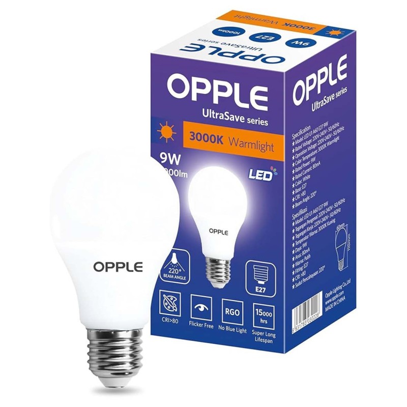 LED-BULB-US-A60-E27-9W-3000K-CT-DZ لمبة اوبل 9 وات اصفر