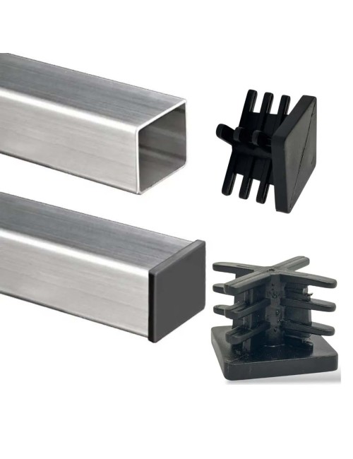 SQUARE PLASTIC INSERT TUBE BLACK 25 x 25 MM H.D