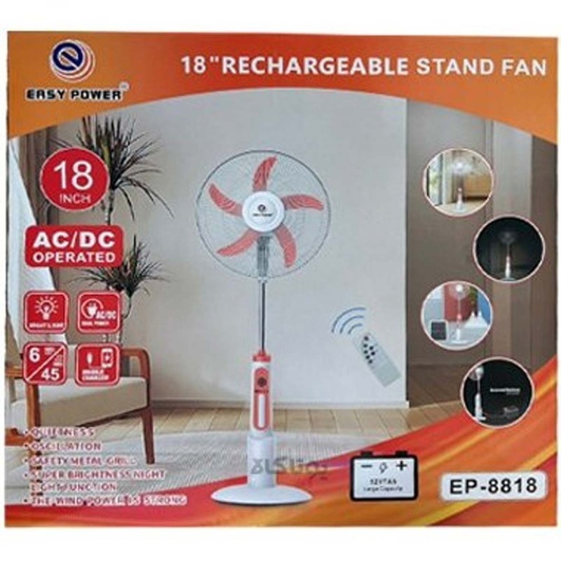 EP-8818/3618 3-IN-1 AC/DC STAND SOLAR FAN+PANEL+2BULB 18INCH