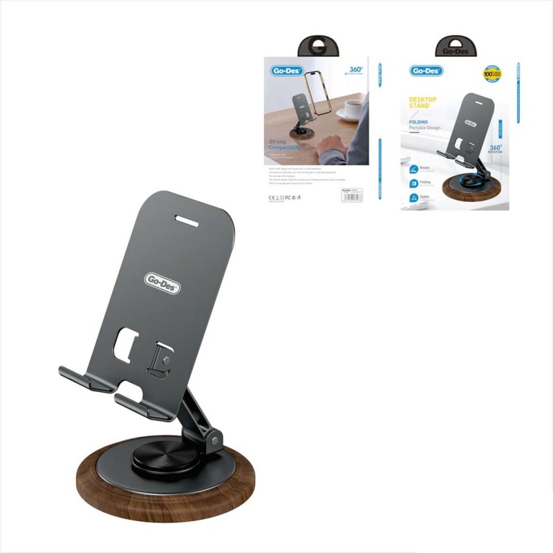HD372 FOLDABLE DESKTOP 360 ROTATING PHONE STAND