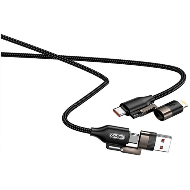 UC831 4IN1 PD MULTI-USB-A + TYPE-C TO TYPE-C + LIGHTNING CHARGING AND DATA CABLE 65W 1.2M