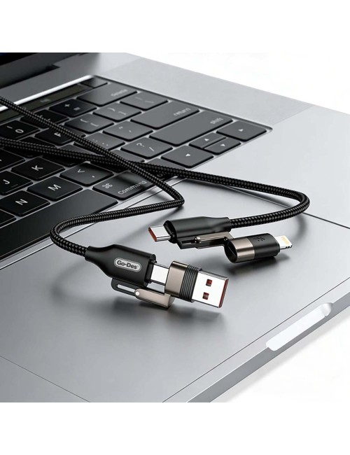UC831 4IN1 PD MULTI-USB-A + TYPE-C TO TYPE-C + LIGHTNING CHARGING AND DATA CABLE 65W 1.2M