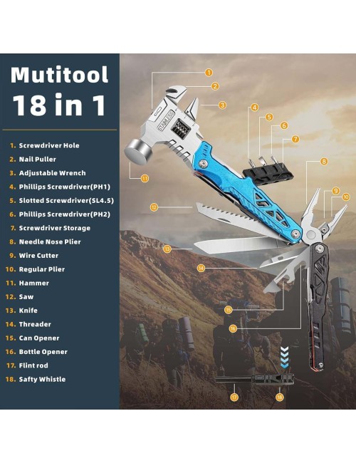 18IN1-MULTI-TOOL عدة متعددة الوظائف (مطرقة، كماشة ومفكات)