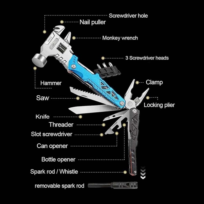 18IN1-MULTI-TOOL عدة متعددة الوظائف (مطرقة، كماشة ومفكات)