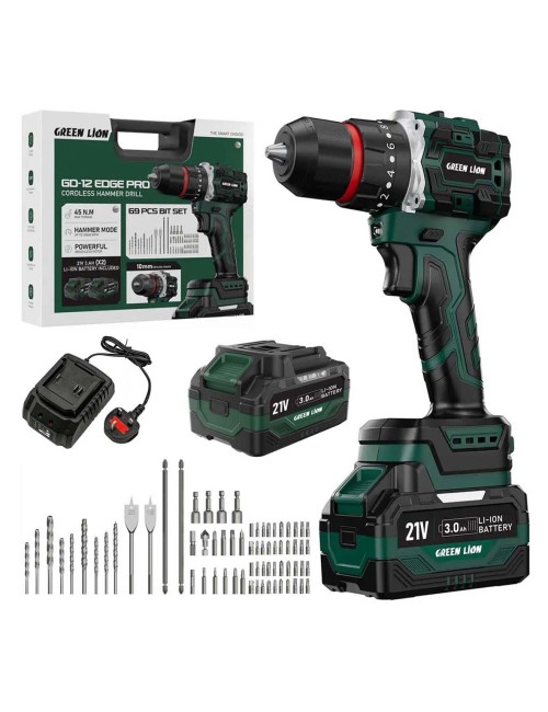 GNGD12CODRGN CORDLESS HAMMER DRILL 2BATTERIES 21V