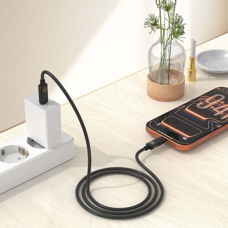 GNMTSC2C1MBK GREEN LION SILICONE CABLE USB-C TO USB-C 240W-BLACK 1M