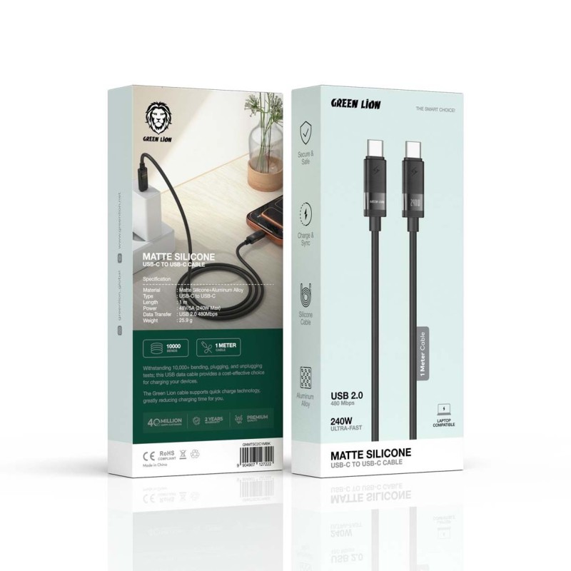 GNMTSC2C1MBK GREEN LION USB-C TO USB-C 240W كيبل شحن 1 متر