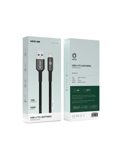 GNBRUA2LGBK BRAIDED CABLE USB-A TO LIGHTNING 15W BLACK 1M