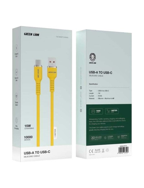 GNSILNATCYL SILICONE CABLE USB-A TO USB-C YELLOW