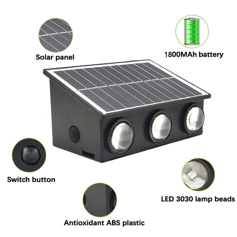 ECOPOWER-SOLAR WALL LED COB LIGHT DUAL DIRECTION 3EYE