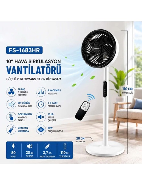 MOXIE AIR- FAN PEDESTAL 80W FAN 10'' INCH CIRCULATION FAN