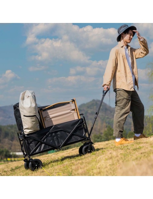 LB-20795 -FOLDING CAMPING TROLLEY CART BIG WITH FOLDABL;E ALUMINUM TABLE PLATE