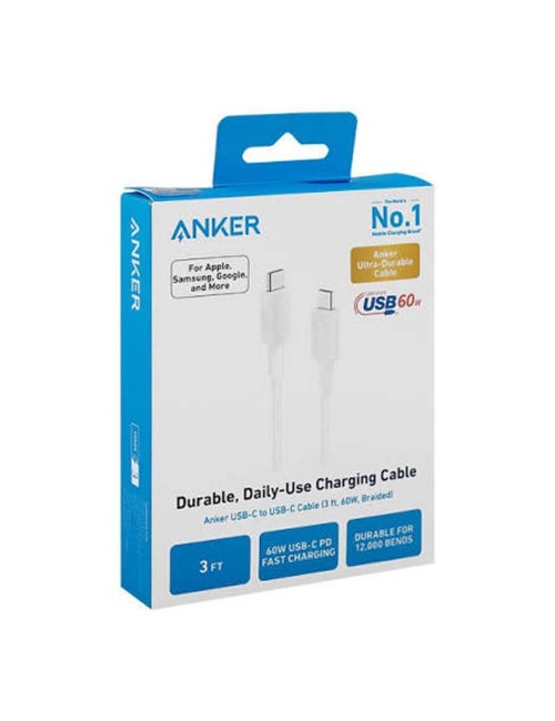 ANKER 322- C TO C 60W FAST CHARGING وصلة شحن موبايل ابيض
