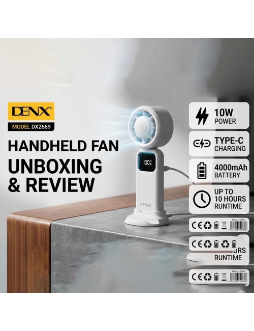 DENX DX2669 PORTABLE HANDHELD HIGH SPEED COOLING FAN 4000mAH