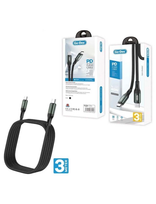 GD-UC639 TC-TC PD TYPE C TO TYPE C CHARGING CABLE 60W 3MTR