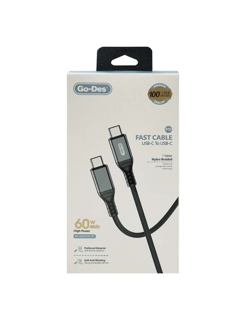 GD-UC619 TC-TC PD TYPE C TO TYPE C CHARGING CABLE 60W 1MTR