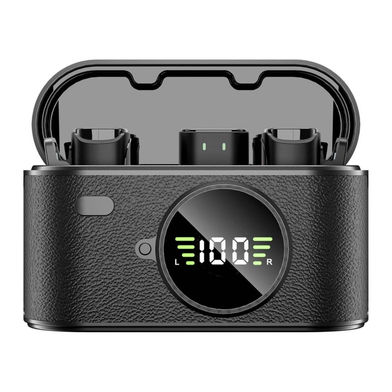 GD-WS312-2-IN-1 WIRELESS MAGNETIC BUTTON MICROPHONE WITH CHARGING CASE & OTG