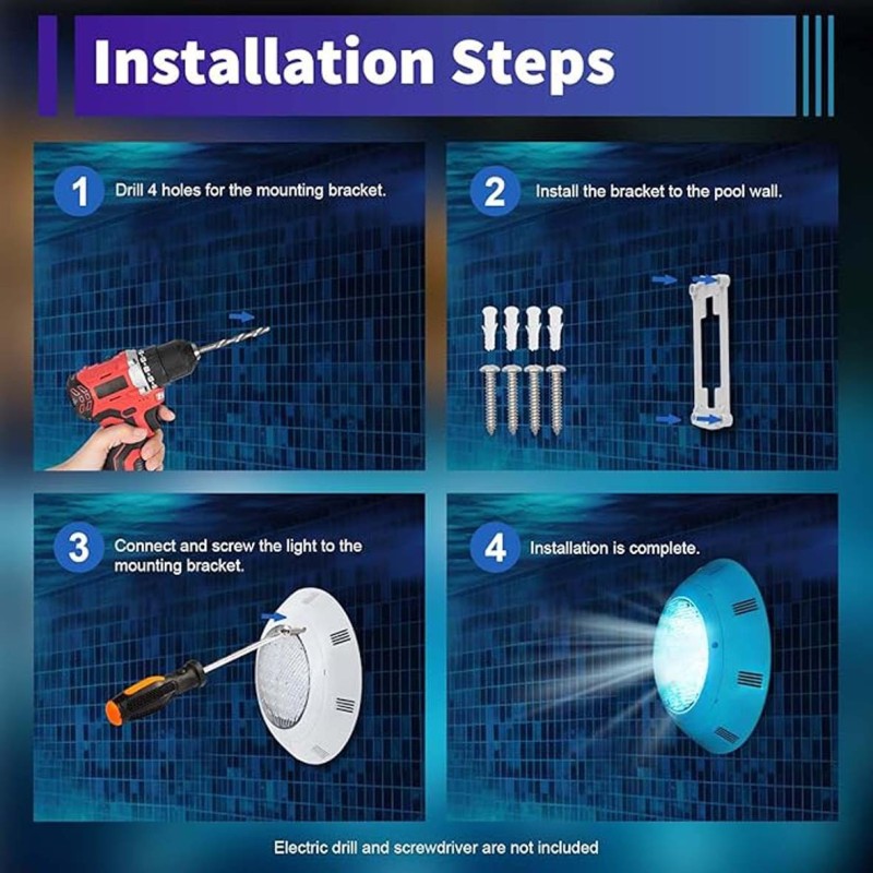 SH-007- ABS+UV POOL LIGHT UNDERWATER LED WARM WHITE 12V IP68