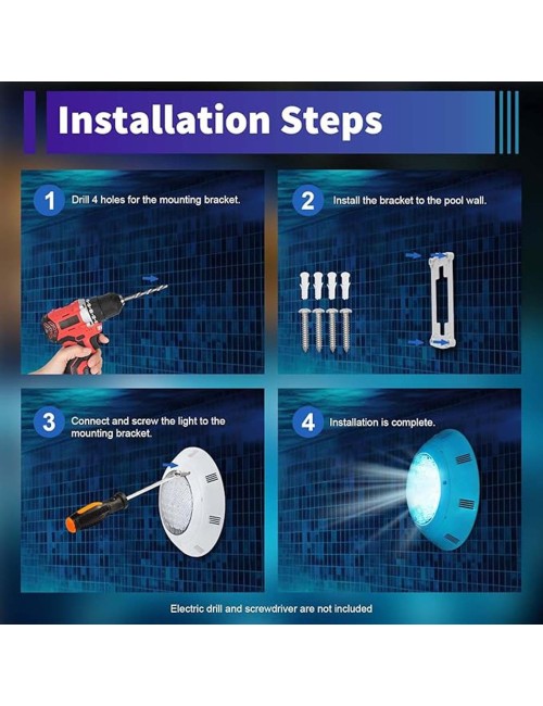 SH-007- ABS+UV POOL LIGHT UNDERWATER LED WARM WHITE 12V IP68