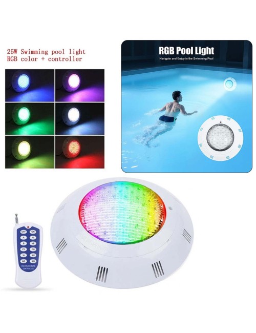 PI-108R AC 12V 25W IP68 RGB كشاف مع ريمورت مسبح تحت الماءLED