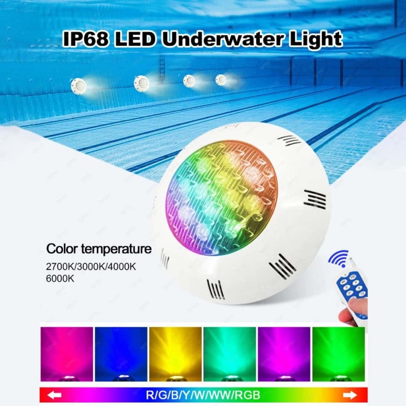 PI-108R AC 12V 25W IP68 RGB كشاف مع ريمورت مسبح تحت الماءLED