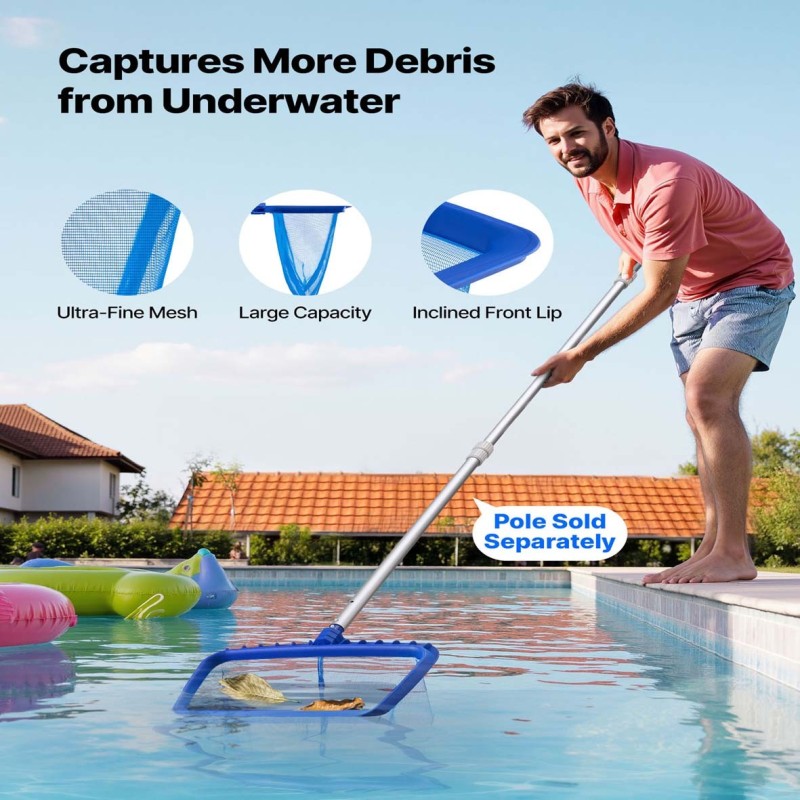 SWIMMING POOL LEAF SKIMER DEEP NET RAKE