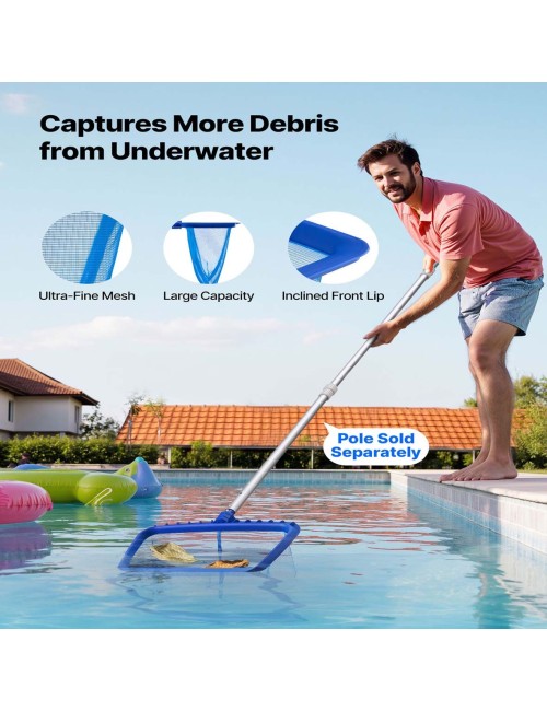 SWIMMING POOL LEAF SKIMER DEEP NET RAKE