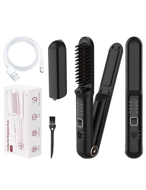 LH-2201-CORDLES HAIR STRAIGHTENER COMB & BRUSH 500mAH