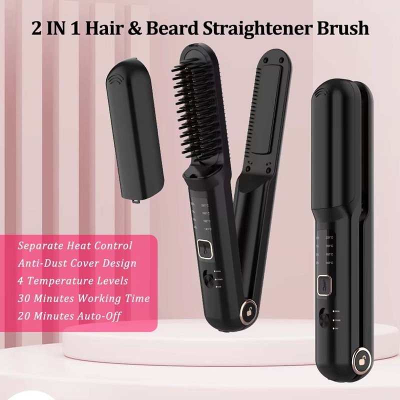 LH-2201-CORDLES HAIR STRAIGHTENER COMB & BRUSH 500mAH