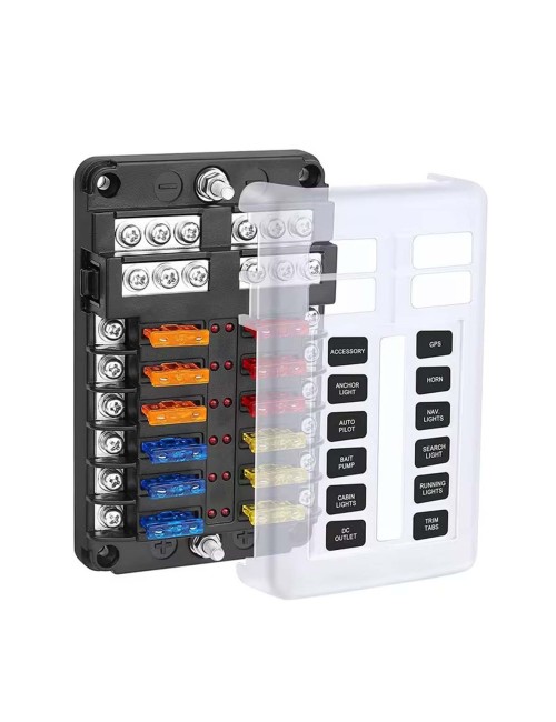 12CIRCUIT FUSE BOX BLOCK HOLDER WITH LED INDICATOR LIGHT