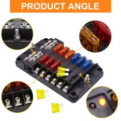 12CIRCUIT FUSE BOX BLOCK HOLDER WITH LED INDICATOR LIGHT