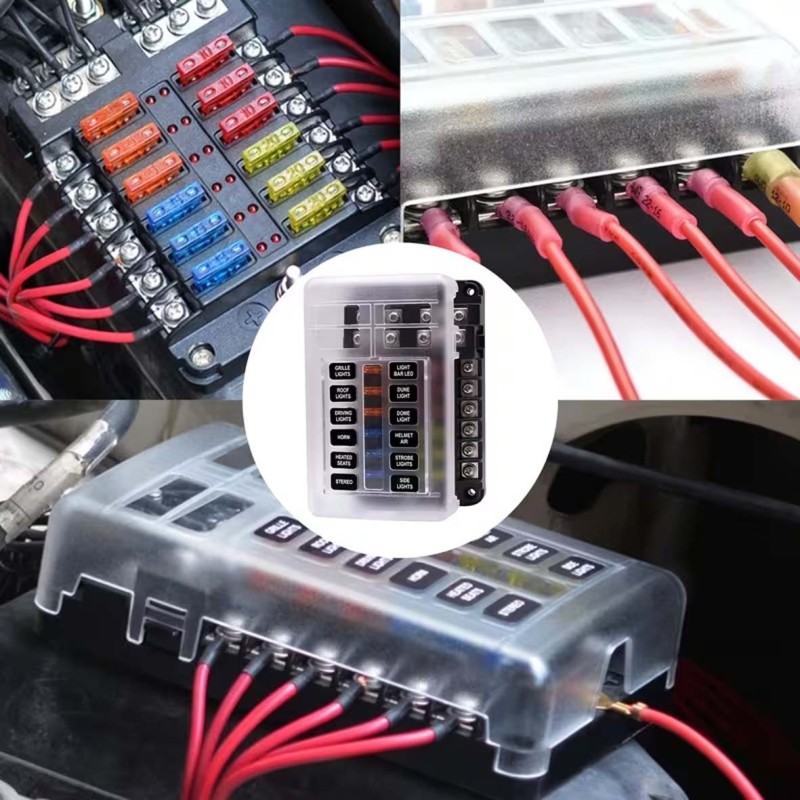 12CIRCUIT FUSE BOX BLOCK HOLDER WITH LED INDICATOR LIGHT