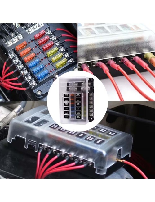 12CIRCUIT FUSE BOX BLOCK HOLDER WITH LED INDICATOR LIGHT