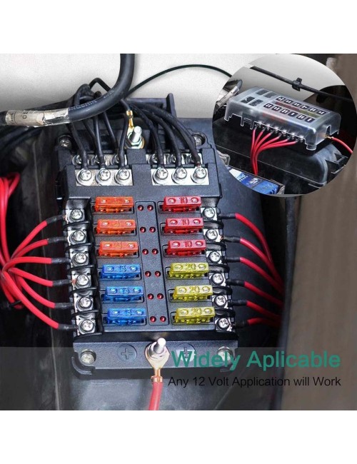 12CIRCUIT FUSE BOX BLOCK HOLDER WITH LED INDICATOR LIGHT