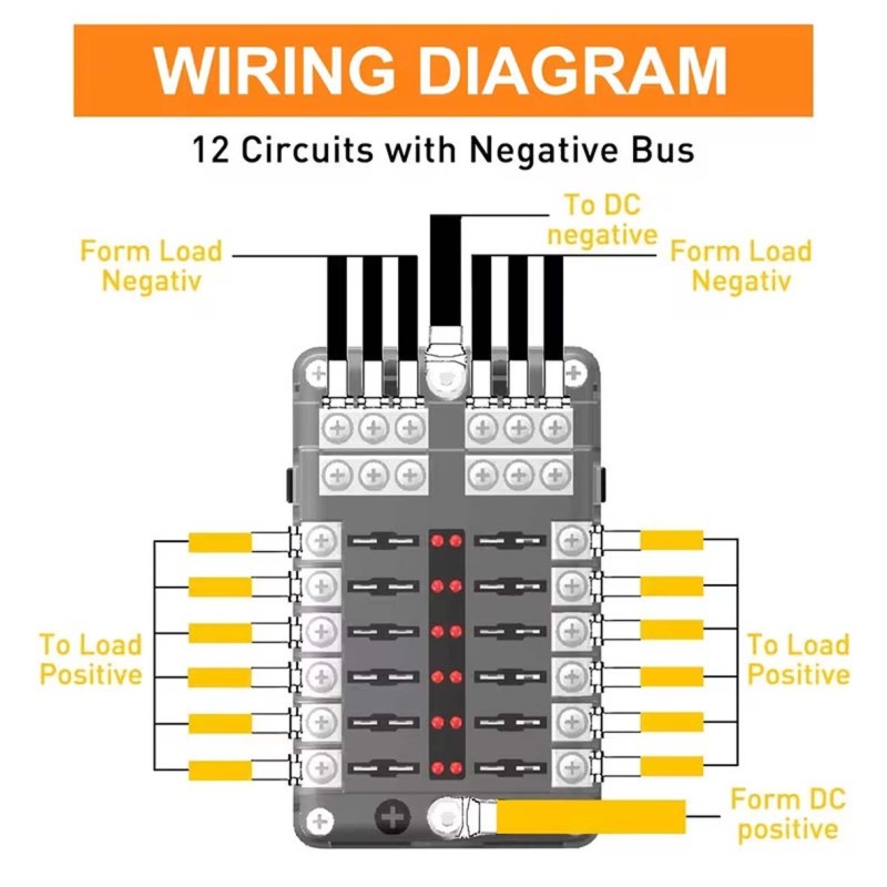 12CIRCUIT FUSE BOX BLOCK HOLDER WITH LED INDICATOR LIGHT