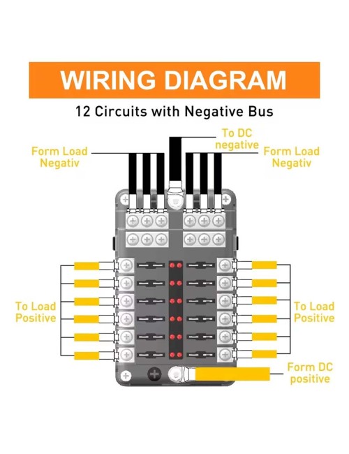 12CIRCUIT FUSE BOX BLOCK HOLDER WITH LED INDICATOR LIGHT