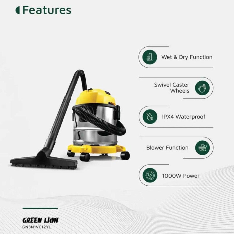 GN3N1VC12YL-3 IN 1 VACUUM CLEANER 12L, 1000W - YELLOW