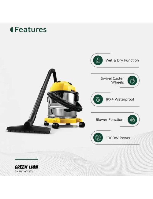 GN3N1VC12YL-3 IN 1 VACUUM CLEANER 12L, 1000W - YELLOW