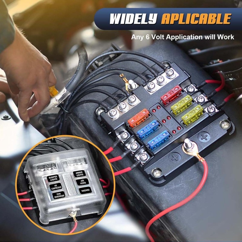 6CIRCUIT FUSE BOX BLOCK HOLDER WITH LED INDICATOR LIGHT