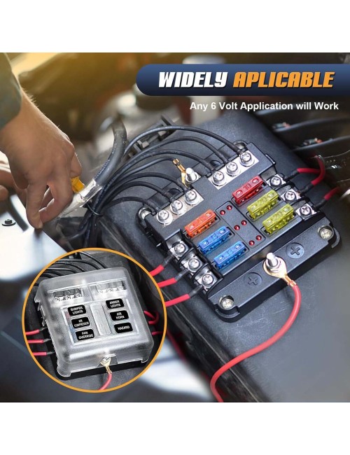 6CIRCUIT FUSE BOX BLOCK HOLDER WITH LED INDICATOR LIGHT