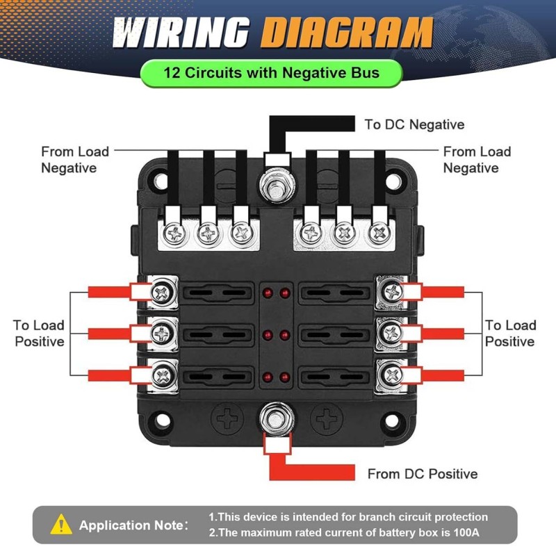 6CIRCUIT FUSE BOX BLOCK HOLDER WITH LED INDICATOR LIGHT