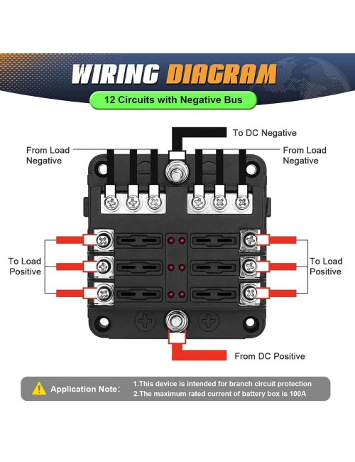 6CIRCUIT FUSE BOX BLOCK HOLDER WITH LED INDICATOR LIGHT