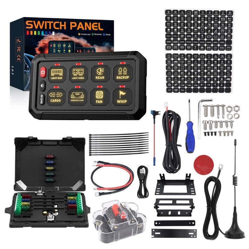 8GANG-SWITH PANEL FOR CONNECTING ADDITIONAL EQUIPMENT WITH 8 BUTTONS