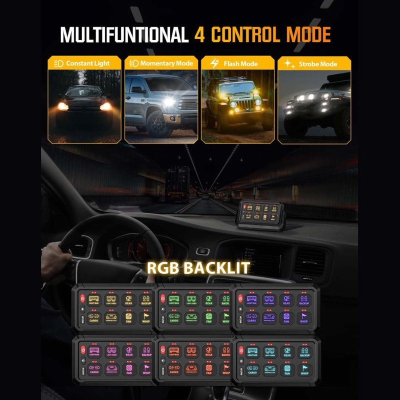 8GANG-SWITH PANEL FOR CONNECTING ADDITIONAL EQUIPMENT WITH 8 BUTTONS