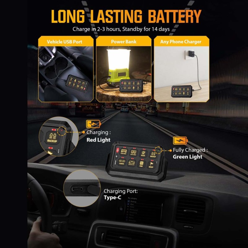 8GANG-SWITH PANEL FOR CONNECTING ADDITIONAL EQUIPMENT WITH 8 BUTTONS