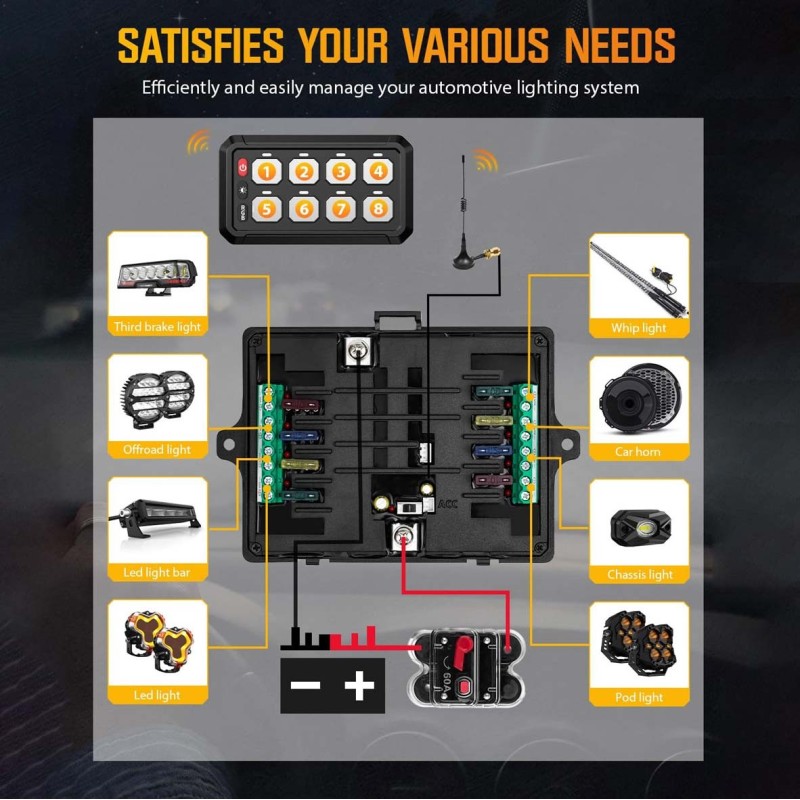 8GANG-SWITH PANEL FOR CONNECTING ADDITIONAL EQUIPMENT WITH 8 BUTTONS