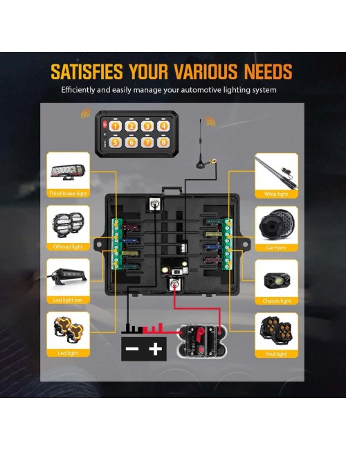 8GANG-SWITH PANEL FOR CONNECTING ADDITIONAL EQUIPMENT WITH 8 BUTTONS
