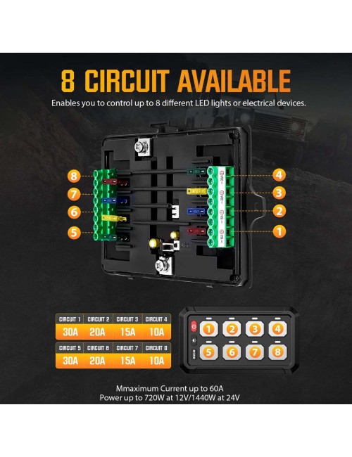 8GANG-SWITH PANEL FOR CONNECTING ADDITIONAL EQUIPMENT WITH 8 BUTTONS