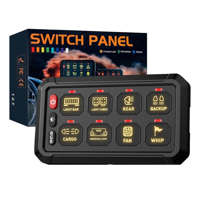 8GANG-SWITH PANEL FOR CONNECTING ADDITIONAL EQUIPMENT WITH 8 BUTTONS