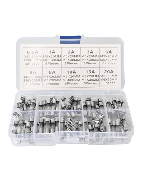 FAST-BLOW GLASS TUBE FUSE KIT 6X30MM 60PCS/PKT